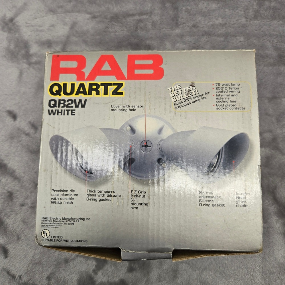 RAB Quartz QB2W White Double Bullet Outdoor Floodlight Fixture 75W Wet Location